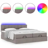 vidaXL Ottoman bed met matrassen en LED's 180x200cm stof taupe