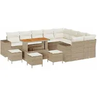 vidaXL Tuinbank Set 13 st 9-Aantal zitplaatsen Beige en Crème
