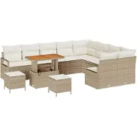 vidaXL Tuinbank Set 12 st 11-Aantal zitplaatsen Beige en Crème