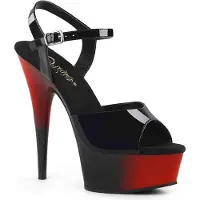 Pleaser DELIGHT-609BR - (EU 36 = US 6) - 6 Heel, 1 3/4 PF Two Tone Ankle Strap Sandal