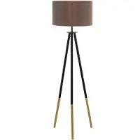 Eglo Bidford - vloerlamp - E27 - 1-lichts - bruin/cappucino-goudkleurig - FSC Hout