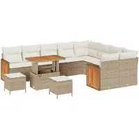 vidaXL Tuinbank Set 12 st 12-Aantal zitplaatsen Beige en Crème