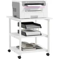 HOMCOM Printerstandaard Spaanplaat, staal 50L x 50B x 52,5H cm Wit