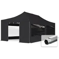 TOOLPORT 4x8 m Easy up partytent PVC met zijwanden (panorama), PROFESSIONAL alu 50mm, zwart