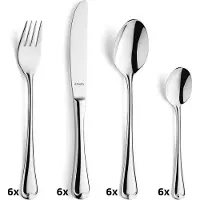 Amefa Elegance - 6 persoons - 24-delige Bestekset - Voor 6 personen - Zilver-Mailorderbox- Hoogwaardig 18/10 chroomnikkelstaal