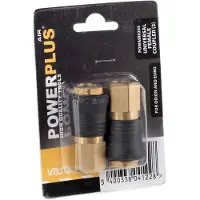 Powerplus POWAIR0255 Compressor koppelingen - Universele vrouwelijke buitendraad - Vrouwelijke schroefdraad 1/4" - 2stuks - Koper - Rubber greep