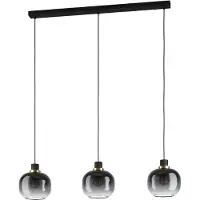 Eglo Oilella Hanglamp - E27 - 95 cm - Smoke glas - Zwart/Geelkoper