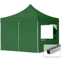 TOOLPORT 3x3 m Easy up partytent, ECONOMY alu 32mm met zijwanden (panorama), donkergroen