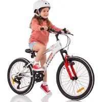 Sun baby Kinderfiets, jongensfiets, 20 inch, met 6 versnellingen, kettingaandrijving, Shimano RevoShift, merk Tiger Bike, kleur wit/rood
