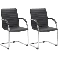 CLP Tira Set van 2 Eetkamerstoelen - Bezoekersstoel - Met armleuning - Kunstleer - zwart