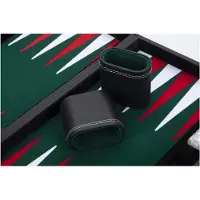 Engelhart Backgammon 15 inch - Groen, Rood & Wit Ingelegd Bord - Luxe Kunststof Koffer met Handvat -