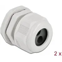 DeLOCK Cable Gland PG21 for round cable with two cable entries grey 2 pieces