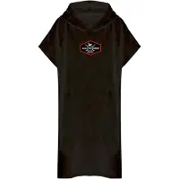 Surf Monkey Surfponcho - Biologisch katoen / Geborduurd logo (Zwart L-XL)