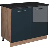 Vicco Wastafelkast Fame-Line, Donkerblauw hoogglans/Goudkleurig Eiken, 100 cm, WB Antraciet