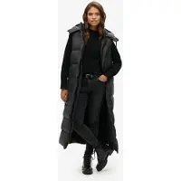 Superdry Dames Ripstop vest met capuchon lang zwart (M), Casual, Polyester W5011444A
