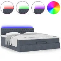 vidaXL Ottoman bed met matras en LED's 180x200cm fluweel donkergrijs