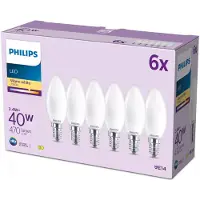 Philips Filamentkaarslamp mat 40W B35 E14 x6