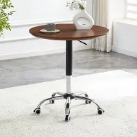 STILVORA Bijzettafel - Hoogte Verstelbaar En Verrijdbaar - Voor Keuken Kantoor En Café - MDF Metaal - 70 Cm - Walnoot