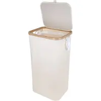 Jeemsie Wasmand met Deksel – Opvouwbare Wasmand – Wasbox 100L – Wassorteerder met Binnenzak – Beige – Voor Badkamer, Slaapkamer en Wasruimte