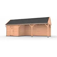 Westwood Douglas overkapping zadeldak, 900 x 300, met schuur en achterwand, Ruiter Basic