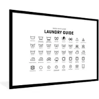 PosterMonkey Fotolijst incl. Poster - Wassymbolen - Waslabels - Wasvoorschriften - 120x80 cm - Posterlijst - Cadeau voor man