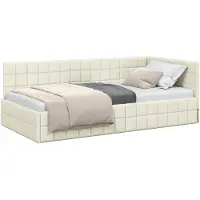 vidaXL Hoek Bed Frame met hoofdeinde Crème 90 cm x 190 cm Fluweel