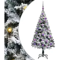 vidaXL Kunstkerstboom met 150 LED Wit 150 cm PVC en Staal en Kunststof