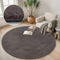 Muratap Comfy premium rond luxe effen vloerkleed wasbaar uni taupe- 160 cm rond