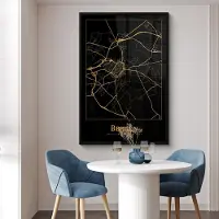 PosterMonkey Fotolijst incl. Poster - Kaart - Bergen - België - Goud - Zwart - 80x120 cm - Posterlijst