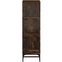 vidaXL Hoge kast met glazen deuren 35x37x120 cm gerookt eikenkleurig