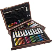 Maaleo 21644 Grote set in houten koffertje voor kleine schilders, 117-delig