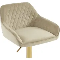 Vente-unique Set van 2 barkrukken van fluweel en goudkleurig metaal - In hoogte verstelbaar - Beige - TAVOA