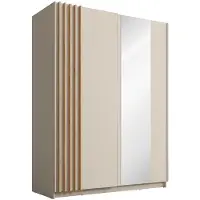 Vente-unique Kast met 2 schuifdeuren - Met spiegel - B150 cm - Beige en naturel - CALELA