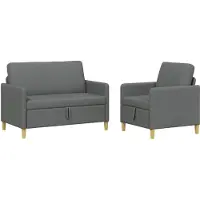 vidaXL Sofa Set Met Opslag 2 st Donkergrijs Polyester