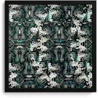 PosterMonkey Fotolijst incl. Poster - Dierenprint - Wit - Turquoise - Schubben - 40x40 cm - Posterlijst