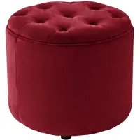 CLP Pantin - Ronde Poef met Opbergruimte - Chesterfield - Velvet - rood