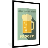 PosterMonkey Fotolijst incl. Poster - Mancave - Bier - Bier zeurt niet - Kroeg - Café - 80x120 cm - Posterlijst - Cadeau voor man