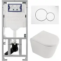 Geberit QeramiQ Dely Toiletset - UP320 inbouwreservoir - met Burda frame - witte bedieningsplaat - softclose toilet zitting - 35mm - mat wit SW1026254/SW1000767/0701131/0700518