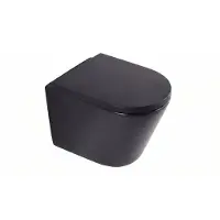 Qeramiq Dely hangtoilet – spoelrandloos – diepte 51,7 cm – met 35 mm softclose zitting – mat zwart SW1026253 / SW1000769