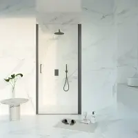 FortiFura Galeria Douchedeur - 70x200 - profiel veiligheidsglas - antikalk - PVD - geborsteld gunmetal (antraciet) SW1122477