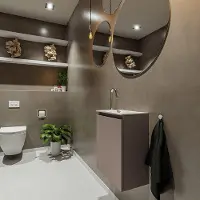 Mondiaz TURE Fonteinset - 40x23x50cm - 1 kraangat - 1 deur - smoke mat - Wasbak rechts - Solid Surface Wit FK75341095