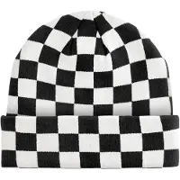 Beechfield Checkerboard Beanie - Black/Soft White - One Size