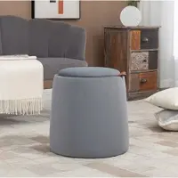 STILVORA Poef 44 x 47,5 Cm - 2-In-1 Met Opbergruimte En Omkeerbaar Deksel - Voor Woonkamer En Slaapkamer - Polyester - Grijs