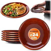 Kadax Eetborden, borden van klei met keramische laag, vaatwasmachinebestendige platte borden, platte eetborden, serveerborden voor ontbijt, cake, desserts (plat, 6 stuks)