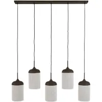 Light & Living 5 Lichts Hanglamp Dania Recht Zwart Hout