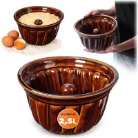 Kadax Bakvorm van aardewerk, vaatwasmachinebestendige bakvorm van aardewerk, keramische bakvorm voor cake, sappige tulband en pudding, 24 cm