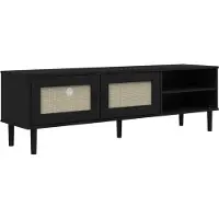 vidaXL Tv-meubel SENJA 158x40x49 cm rattan-look massief grenen zwart