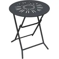 Vente-unique Opklapbare tuintafel D.60 cm van metaal in smeedijzerstijl - Antraciet - GUERMANTES van MYLIA