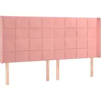 vidaXL Hoofdbord met randen 183x16x118/128 cm fluweel roze