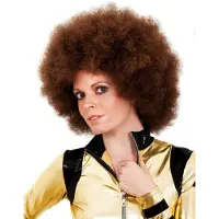 Maskworld Afro Pruik Deluxe Bruin - Kostuum pruik voor carnaval
